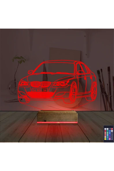 Kirppi 3d Lamba Spor Araba Bmw Kişiye Özel Masa Gece Lambası - 7