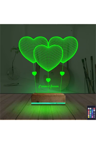 SerenityHaven 3d Lamba Kalp Sevgiliye Hediye V3 Kişiye Özel Masa Gece Lambası - 6