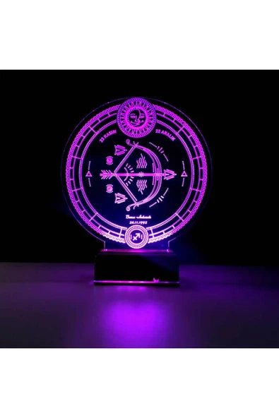Kirppi 3d Lamba Astroloji Yay Burcu Kişiye Özel Masa Gece Lambası - 6