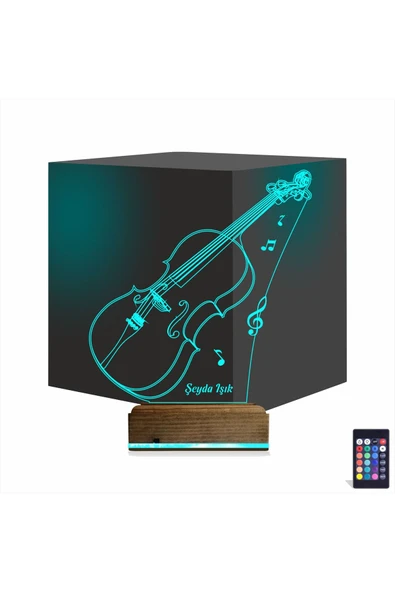 negelsin 3d Lamba Keman Müzik Enstrüman V1 Kişiye Özel Masa Gece Lambası - 1