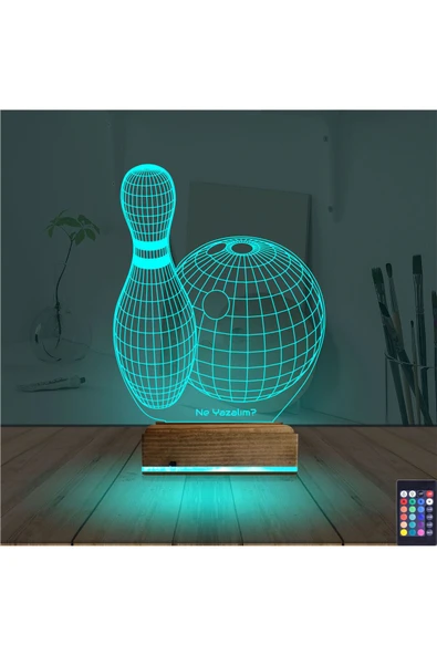Kirppi 3d Lamba Bowling Topu Kişiye Özel Masa Gece Lambası - 3