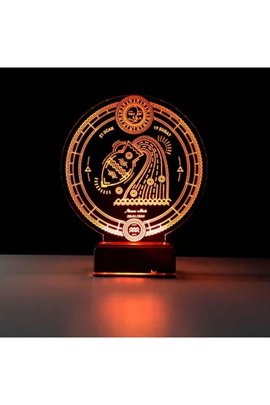 Kirppi 3d Lamba Astroloji Kova Burcu Kişiye Özel Masa Gece Lambası - 2