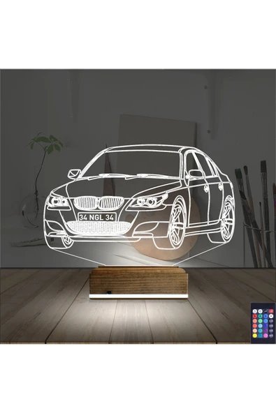 Kirppi 3d Lamba Spor Araba Bmw Kişiye Özel Masa Gece Lambası - 2