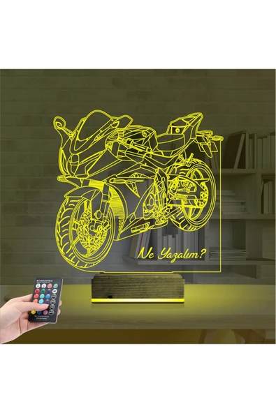 negelsin 3d Lamba Motorsiklet Yarış Motoru V2 Kişiye Özel Masa Gece Lambası - 12