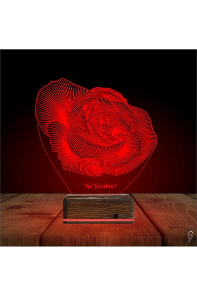 Kirppi 3d Lamba Gül Sevgiliye Hediye Kişiye Özel Masa Gece Lambası - 4