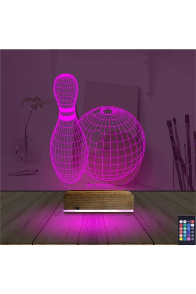 Kirppi 3d Lamba Bowling Topu Kişiye Özel Masa Gece Lambası - 4