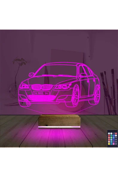 Kirppi 3d Lamba Spor Araba Bmw Kişiye Özel Masa Gece Lambası - 4
