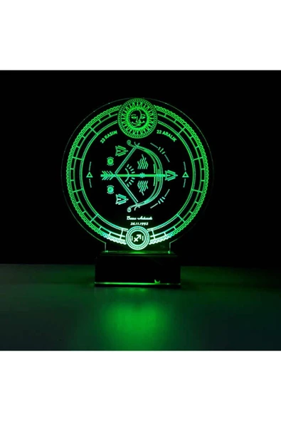 Kirppi 3d Lamba Astroloji Yay Burcu Kişiye Özel Masa Gece Lambası - 2