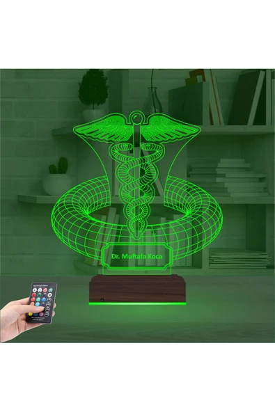 Kirppi 3d Lamba Doktor Hediye Tıp Logo Kişiye Özel Masa Gece Lambası - 6