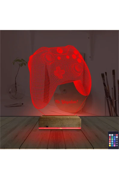 Kirppi 3d Lamba Joystick Oyun Konsolu Kişiye Özel Masa Gece Lambası - 7