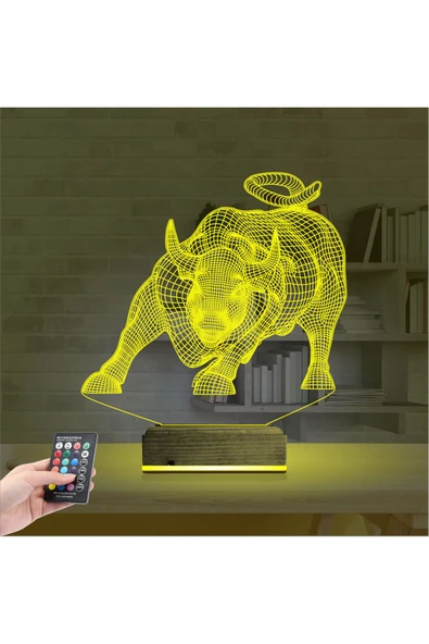 Kirppi 3d Lamba Boğa Burcu Masa Gece Lambası - 5