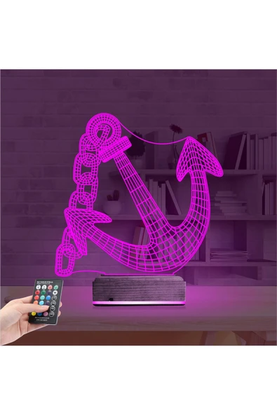 Kirppi 3d Lamba Denizci Çapa Kaptan V2 Masa Gece Lambası - 4