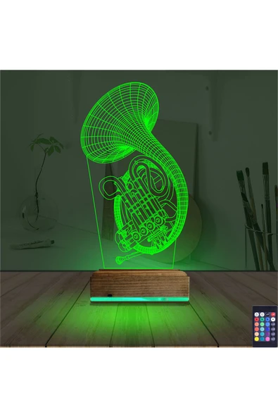 Kirppi 3d Lamba Korno Enstrüman Müzik Masa Gece Lambası - 6