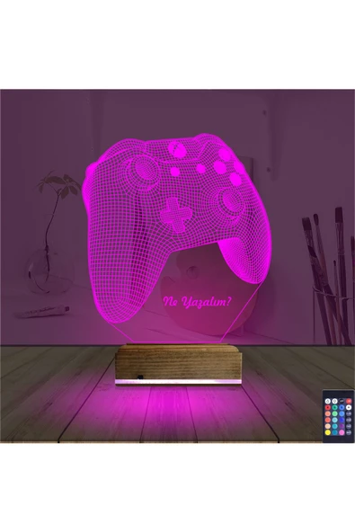 Kirppi 3d Lamba Joystick Oyun Konsolu Kişiye Özel Masa Gece Lambası - 4