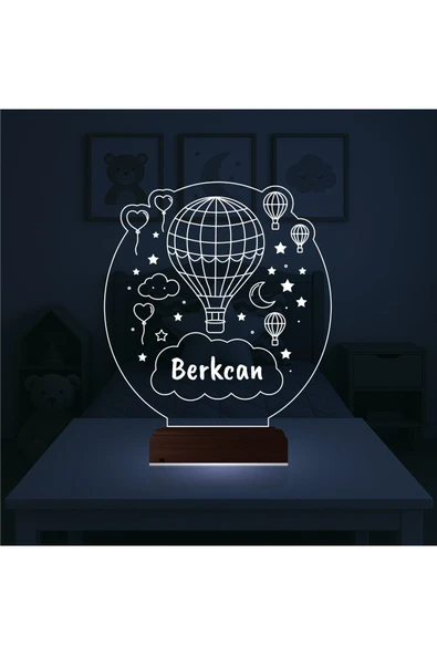 Kirppi 3d Lamba Çocuk Odası Hediye Balon Kalp Kişiye Özel Masa Gece Lambası KRPP3DK356 - 1