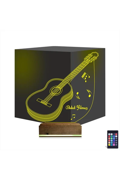 Kirppi 3d Lamba Klasik Gitar Müzik Nota V2 Kişiye Özel Masa Gece Lambası - 1