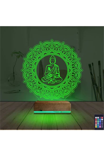 Kirppi 3d Lamba Mandala Yoga Masa Gece Lambası - 6