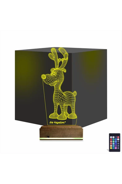 Kirppi 3d Lamba Geyik Yılbaşı Kişiye Özel Masa Gece Lambası - 1