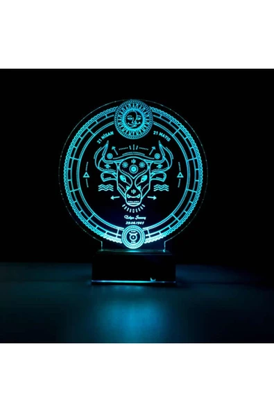 Kirppi 3d Lamba Astroloji Boğa Burcu Kişiye Özel Masa Gece Lambası - 3