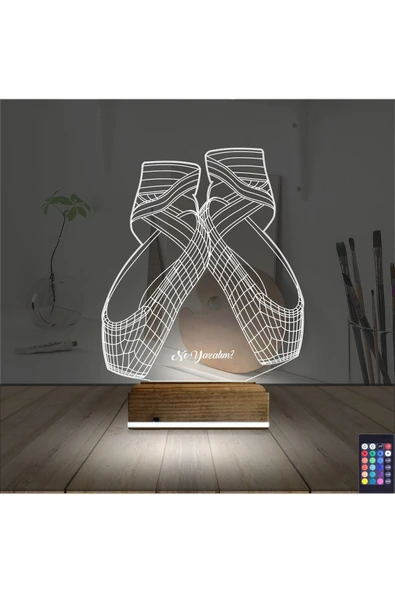 negelsin 3d Lamba Balerin Bale Ayakkabısı Kişiye Özel Masa Gece Lambası - 2