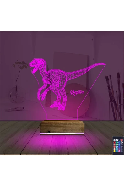Kirppi 3d Lamba Dinozor Raptor Masa Gece Lambası - 4
