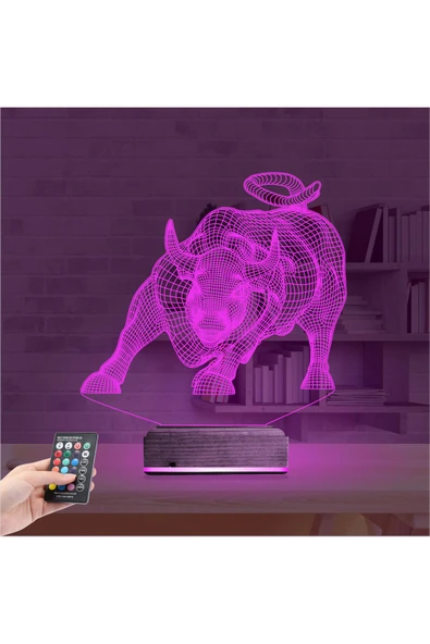 Kirppi 3d Lamba Boğa Burcu Masa Gece Lambası - 4