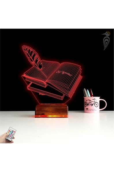 Kirppi 3d Lamba Öğretmene Hediye Kitap Mesajlı Kişiye Özel Masa Gece Lambası - 3