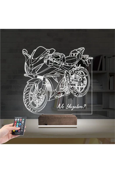 negelsin 3d Lamba Motorsiklet Yarış Motoru V2 Kişiye Özel Masa Gece Lambası - 9