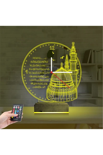 Kirppi 3d Saat Lamba Cami Ayetel Kürsi Masa Gece Lambası - 5