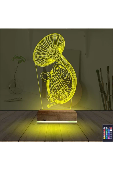 Kirppi 3d Lamba Korno Enstrüman Müzik Masa Gece Lambası - 5