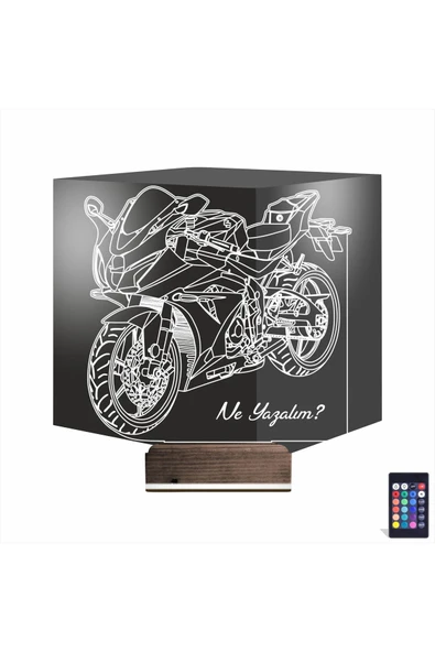negelsin 3d Lamba Motorsiklet Yarış Motoru V2 Kişiye Özel Masa Gece Lambası - 8