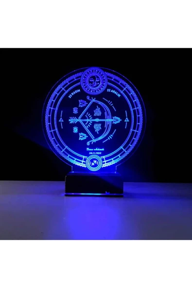 Kirppi 3d Lamba Astroloji Yay Burcu Kişiye Özel Masa Gece Lambası - 7