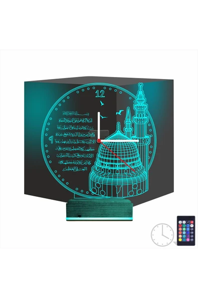 Kirppi 3d Saat Lamba Cami Ayetel Kürsi Masa Gece Lambası - 8