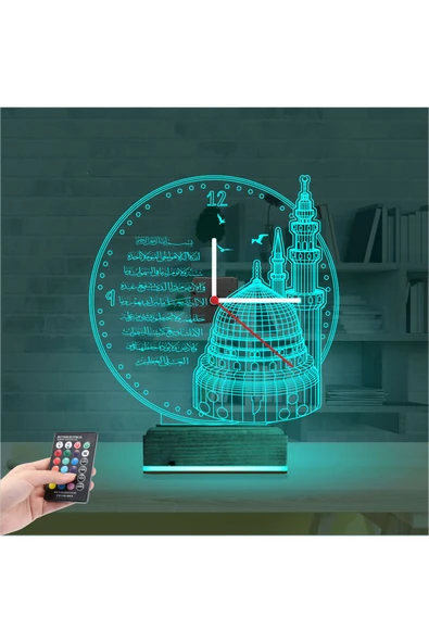 Kirppi 3d Saat Lamba Cami Ayetel Kürsi Masa Gece Lambası - 10