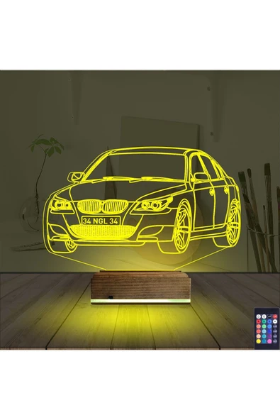 Kirppi 3d Lamba Spor Araba Bmw Kişiye Özel Masa Gece Lambası - 5