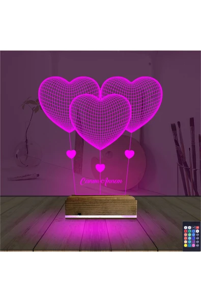 SerenityHaven 3d Lamba Kalp Sevgiliye Hediye V3 Kişiye Özel Masa Gece Lambası - 4