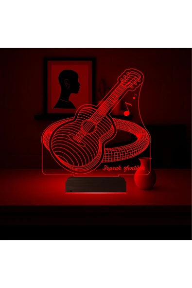 Kirppi 3d Lamba Klasik Gitar Enstrüman Gitarist Hediye Kişiye Özel Masa Gece Lambası KRPP3DK377 - 2