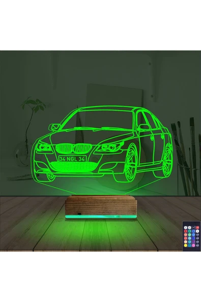 Kirppi 3d Lamba Spor Araba Bmw Kişiye Özel Masa Gece Lambası - 6