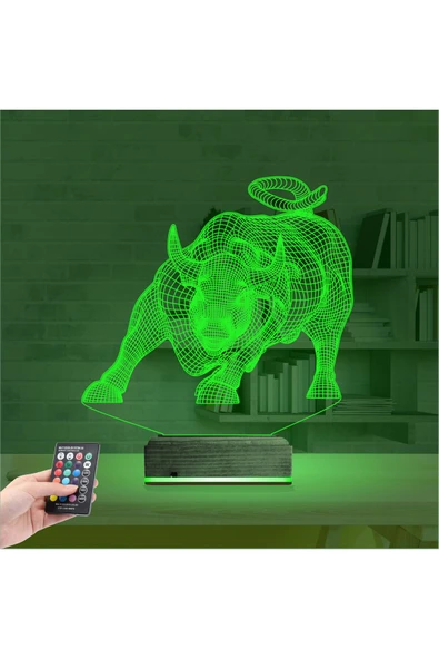 Kirppi 3d Lamba Boğa Burcu Masa Gece Lambası - 6