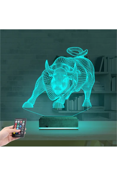 Kirppi 3d Lamba Boğa Burcu Masa Gece Lambası - 3