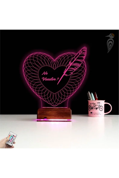 Kirppi 3d Lamba Kalp Sevgiliye Hediye V22 Kişiye Özel Masa Gece Lambası - 6