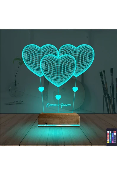 SerenityHaven 3d Lamba Kalp Sevgiliye Hediye V3 Kişiye Özel Masa Gece Lambası - 3