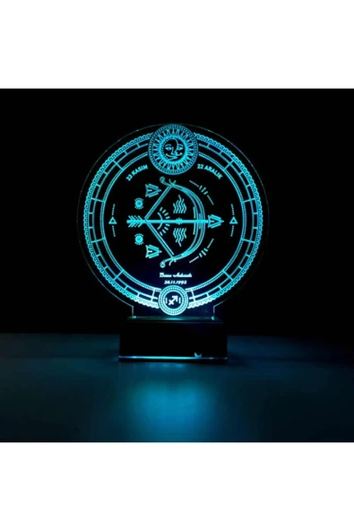 Kirppi 3d Lamba Astroloji Yay Burcu Kişiye Özel Masa Gece Lambası - 4