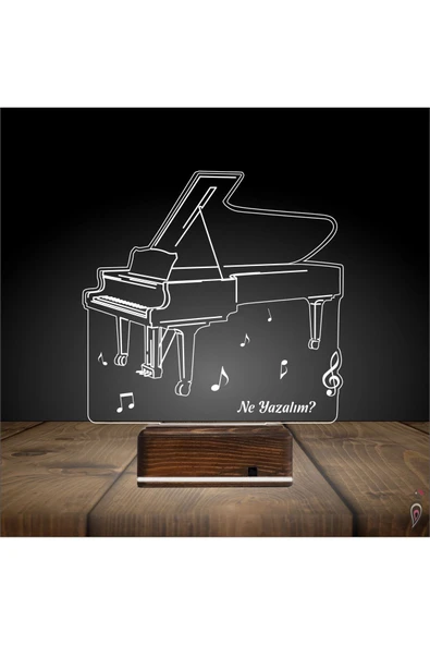 Kirppi 3d Lamba Piyano Müzik Piyanist Kişiye Özel Masa Gece Lambası-1 - 2