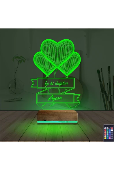 Kirppi 3d Lamba Kalp Sevgiliye Hediye V2 Kişiye Özel Masa Gece Lambası - 6