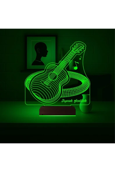 Kirppi 3d Lamba Klasik Gitar Enstrüman Gitarist Hediye Kişiye Özel Masa Gece Lambası KRPP3DK377 - 3