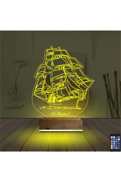 Kirppi 3d Lamba Gemi Kaptan V2 Kişiye Özel Masa Gece Lambası - 5