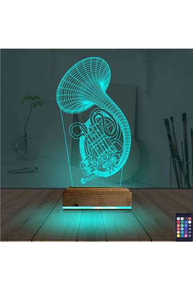 Kirppi 3d Lamba Korno Enstrüman Müzik Masa Gece Lambası - 3