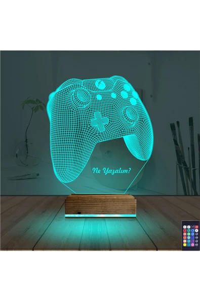 Kirppi 3d Lamba Joystick Oyun Konsolu Kişiye Özel Masa Gece Lambası - 3