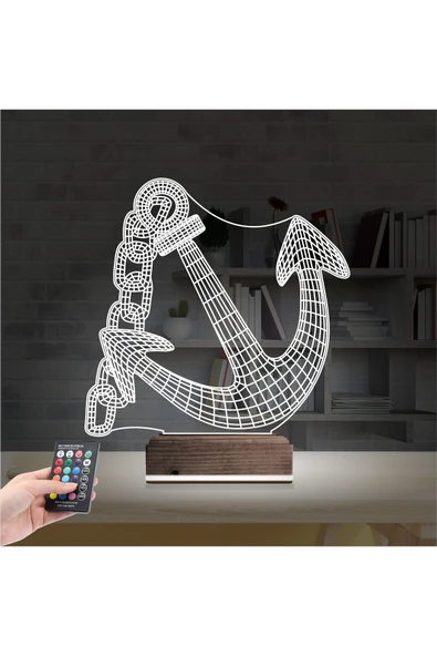 Kirppi 3d Lamba Denizci Çapa Kaptan V2 Masa Gece Lambası - 2